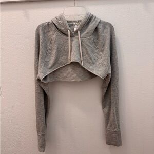 Aerie Gray Cropped Sweatshirt with Long Sleeves